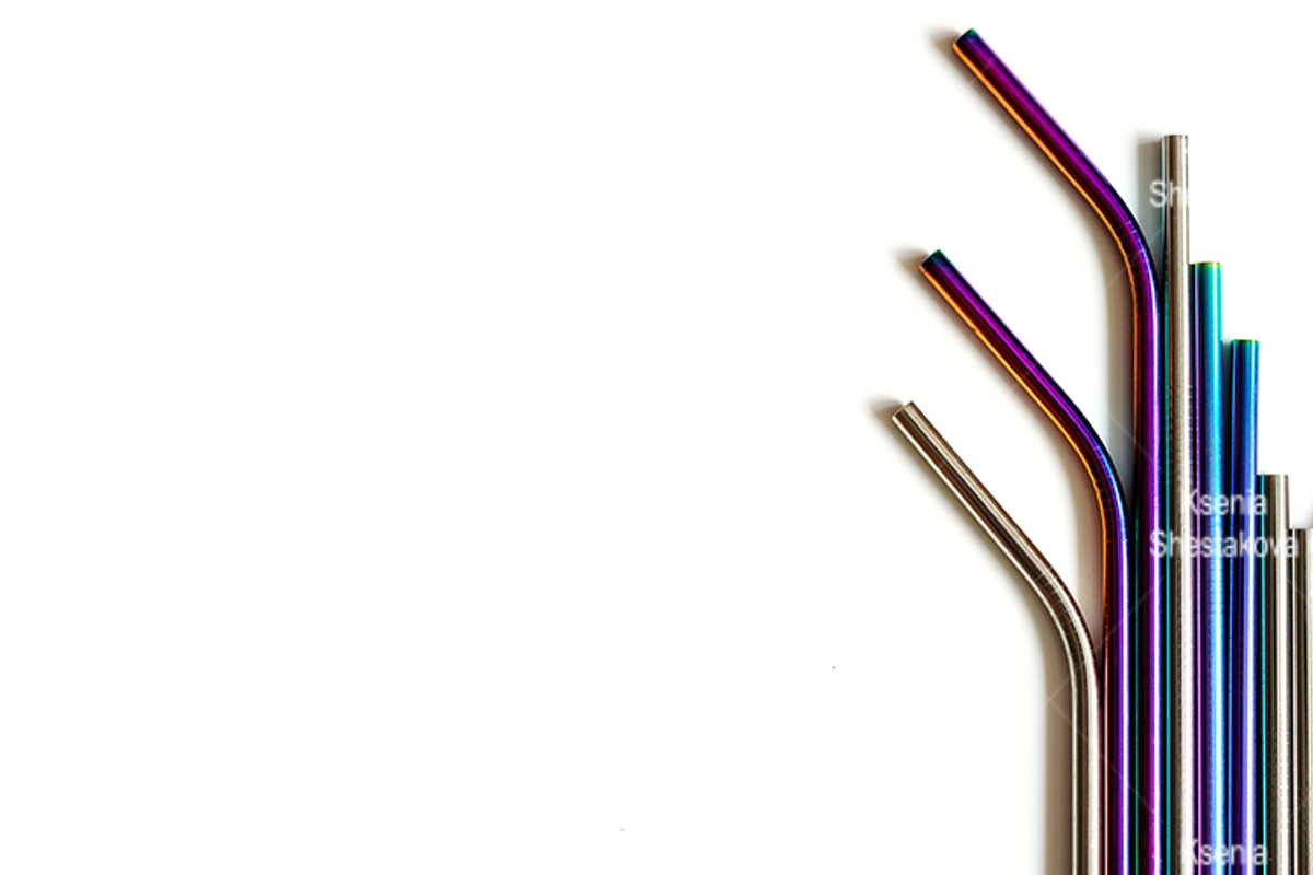 several reusable metal stainless steel drinking straws example image 1