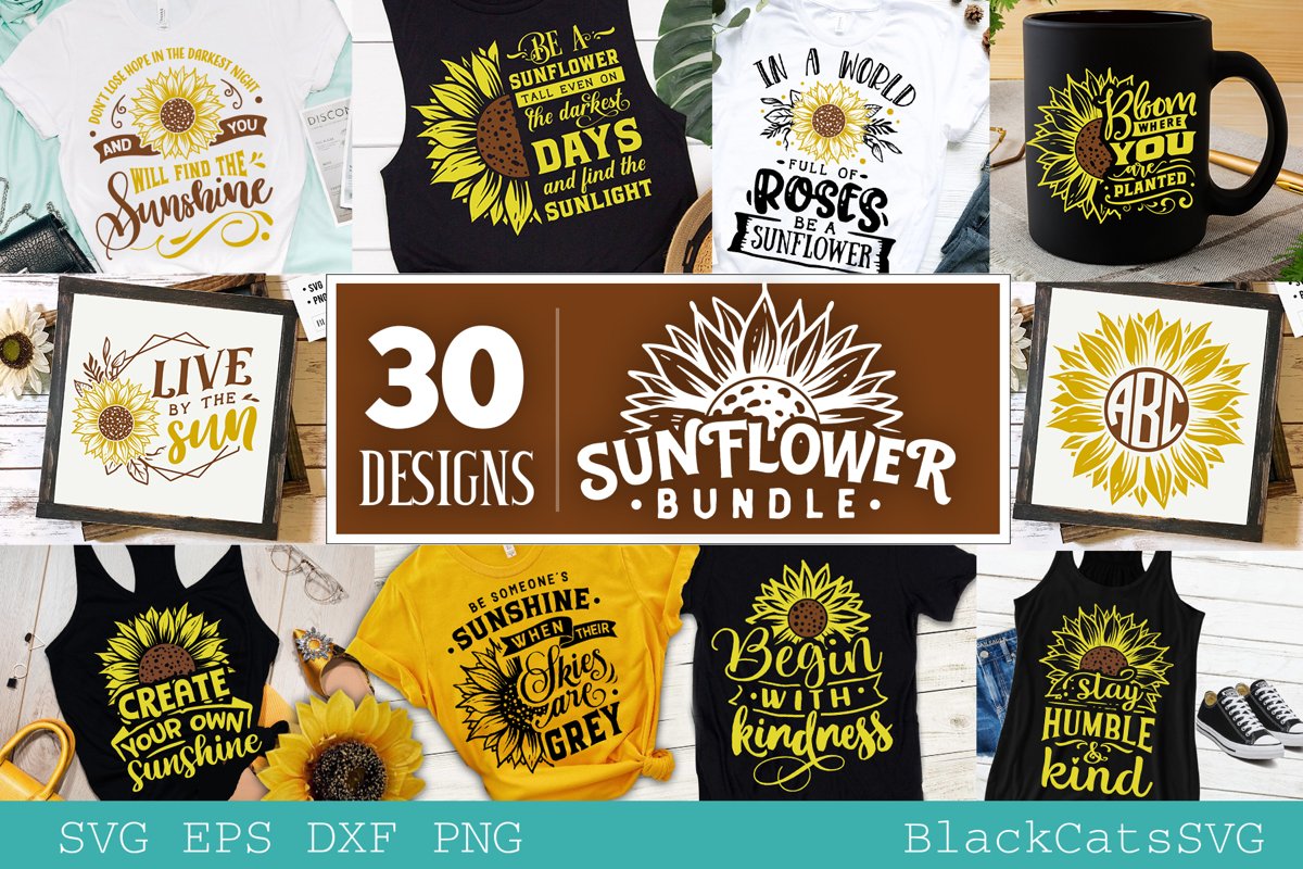 Sunflower SVG bundle 30 designs sunshine SVG bundle example image 1