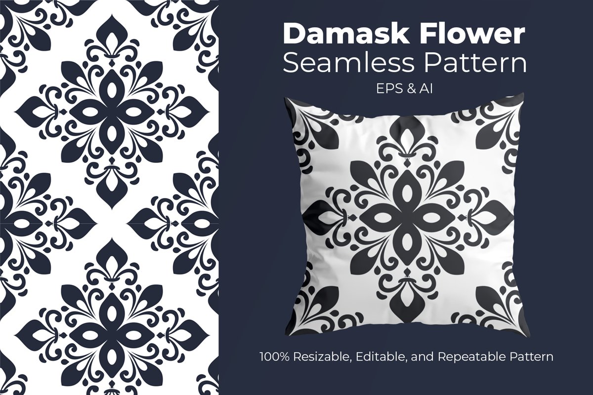 Damask Flower - Seamless Pattern example image 1