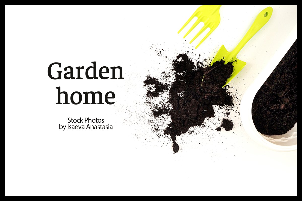 white background with garden tools example image 1