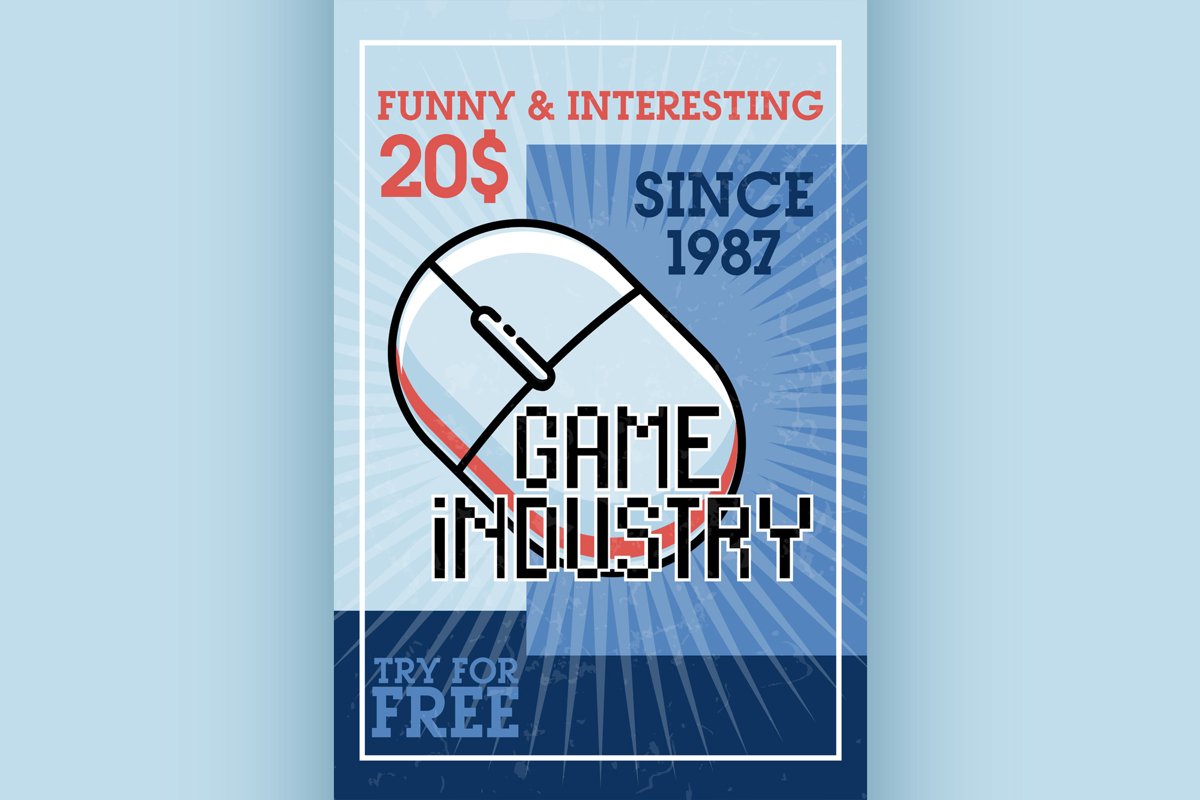 Color vintage game industry banner example image 1