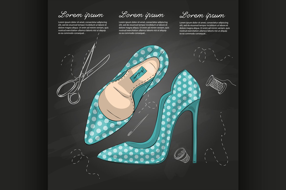Fashion vector sketch womens shoes. example image 1