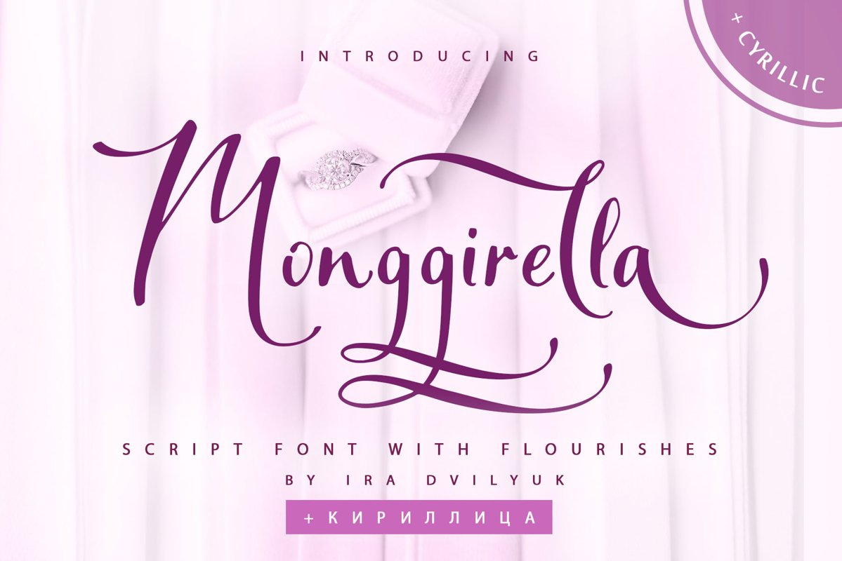 Monggirella script font with flourishes example image 1