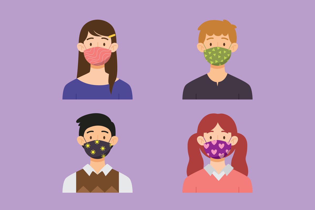 People Wearing Fabric Face Mask example image 1