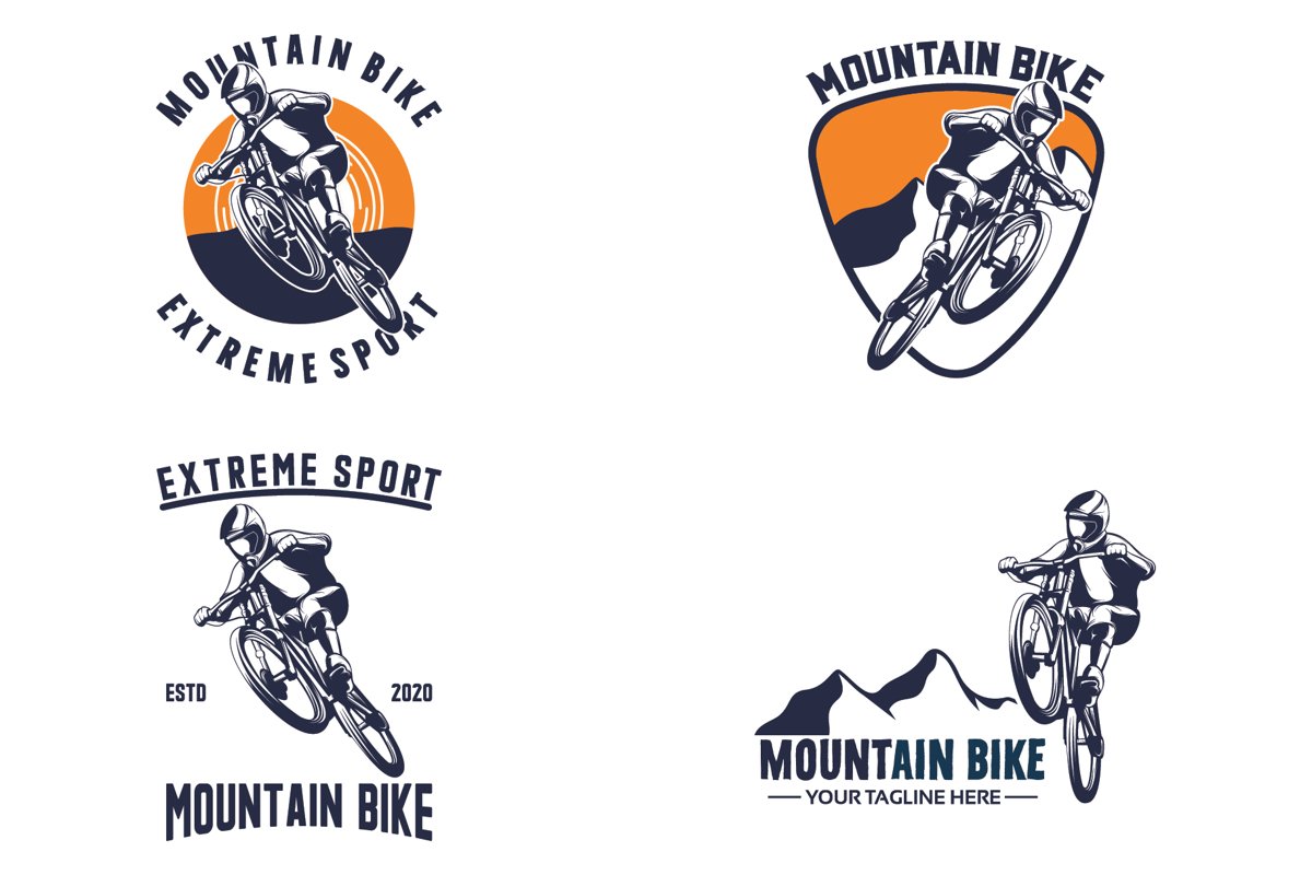 Set of mountain bike logo (552914) Logos Design Bundles