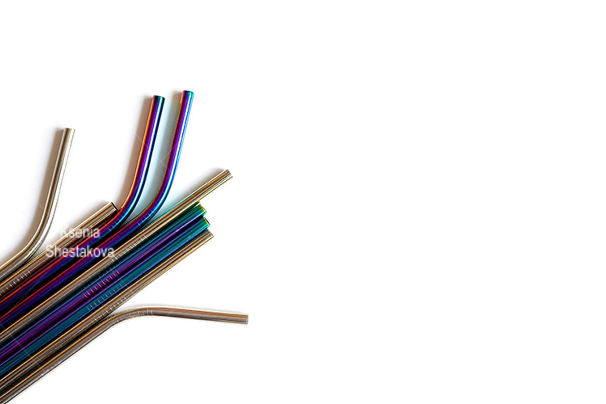 several reusable metal stainless steel drinking straws example image 1