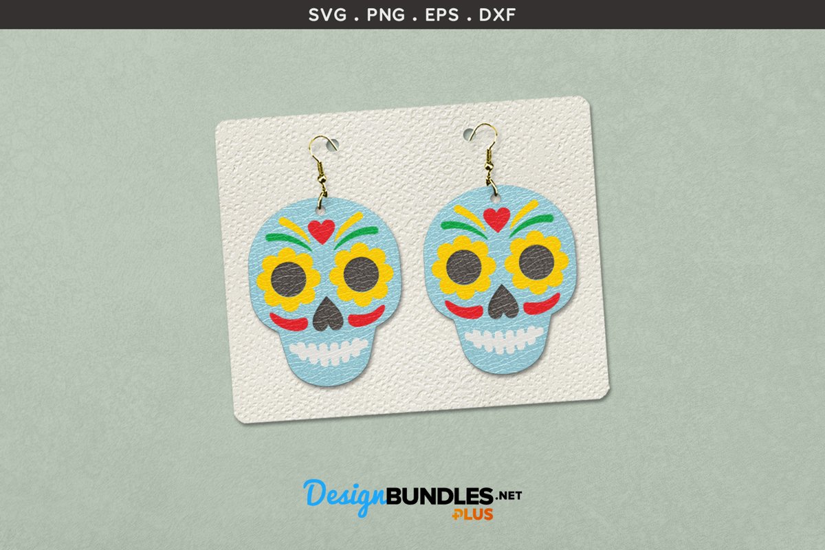 Halloween Earrings Template | Day of the Dead Sugar skull example image 1