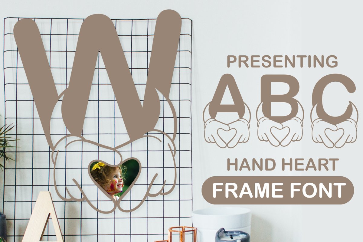 Alphabet Hand Love Frame Cute Paper cut Style Font example image 1
