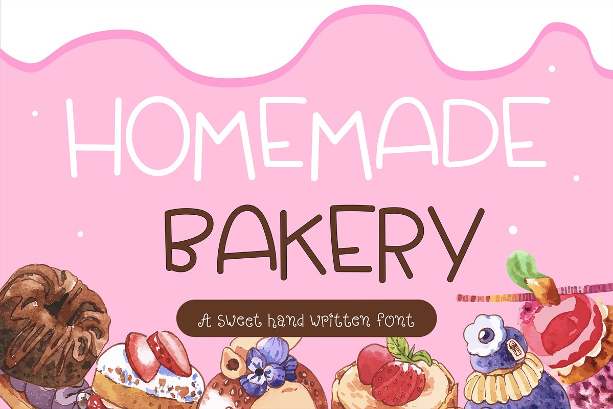 Homemade Bakery Handwritten- cute kid font Kawaii style! example image 1