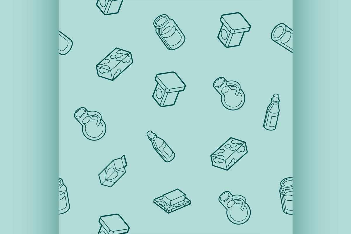 Milk flat outline isometric pattern example image 1