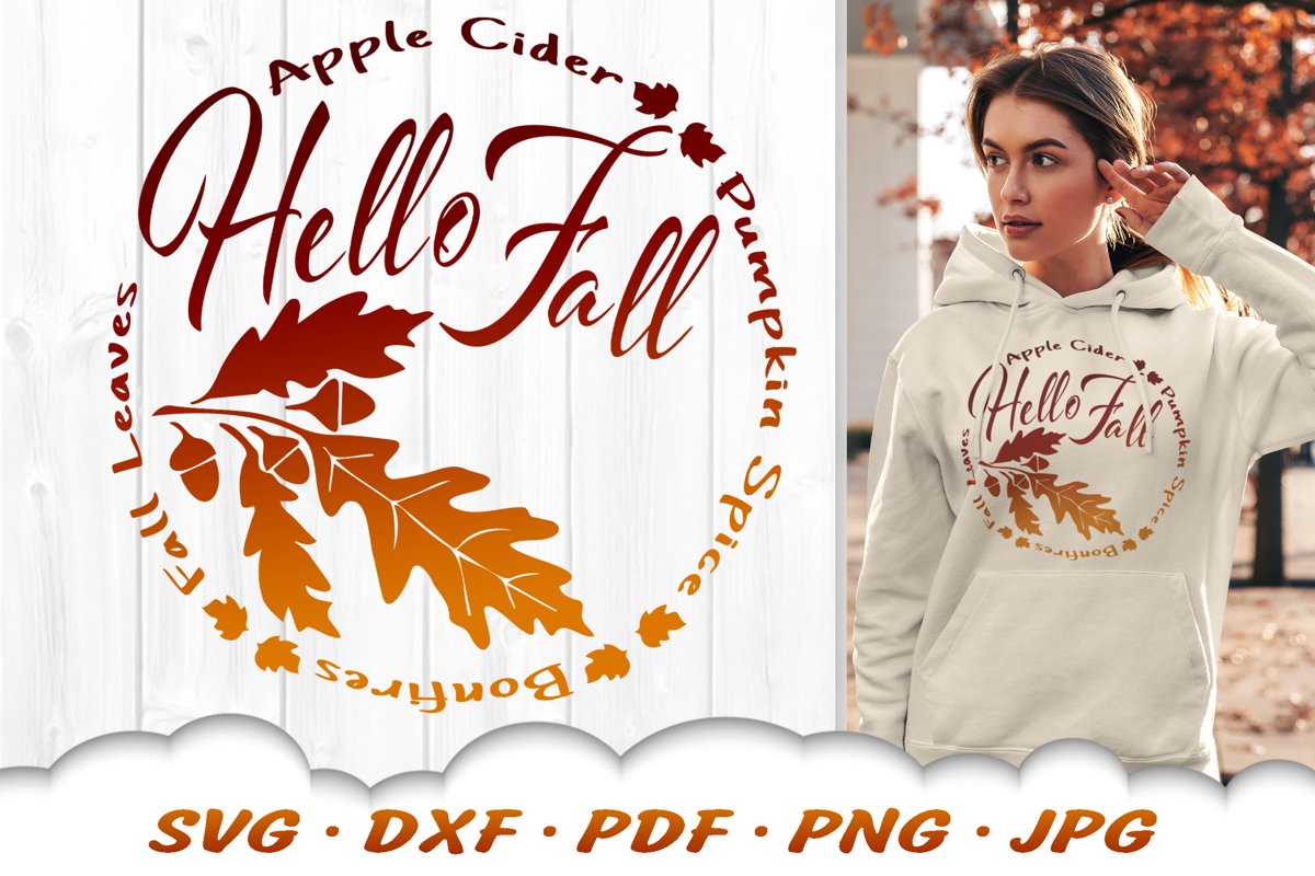 Acorn Autumn Wreath Hello Fall SVG DXF Cut Files example image 1