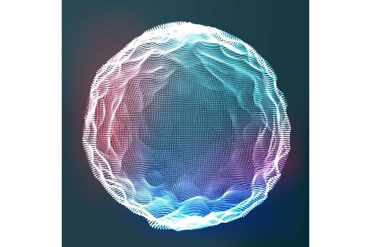Glowing Abstract Sphere Vector. Data Wireframe. Explosion. example image 1