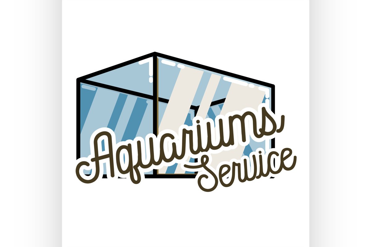 Color vintage aquariums service emblem example image 1