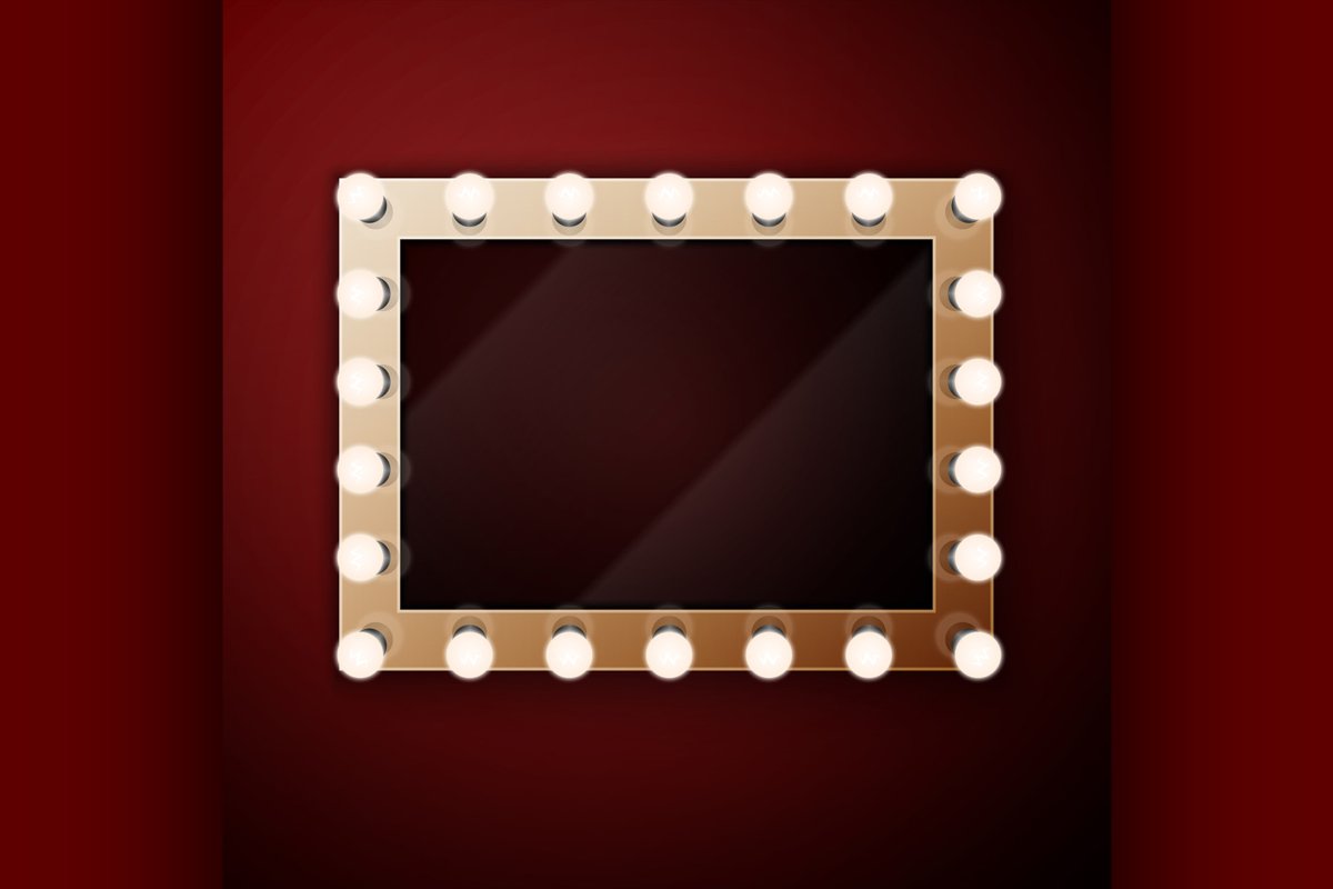 Make up mirror with light bulbs example image 1
