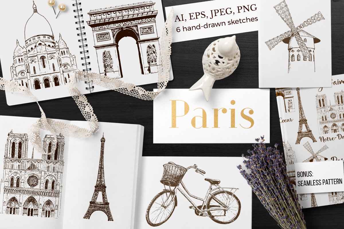 Set of Paris sketches example image 1