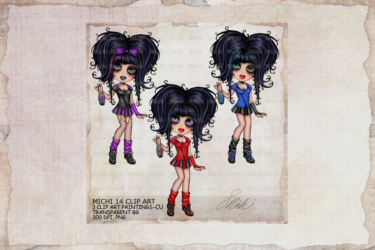 Michi 14 Goth Girl Clip Art example image 1