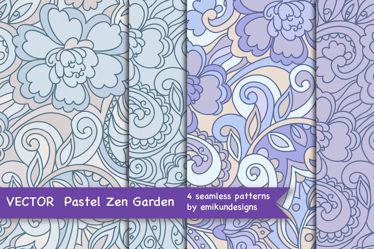 Blue purple vector floral pattern example image 1