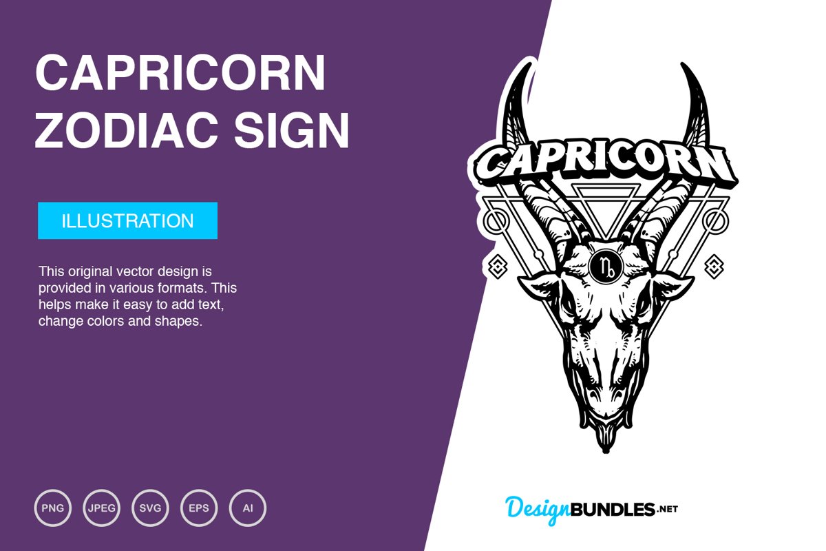 Capricorn Zodiac Sign Vector Illustration example image 1