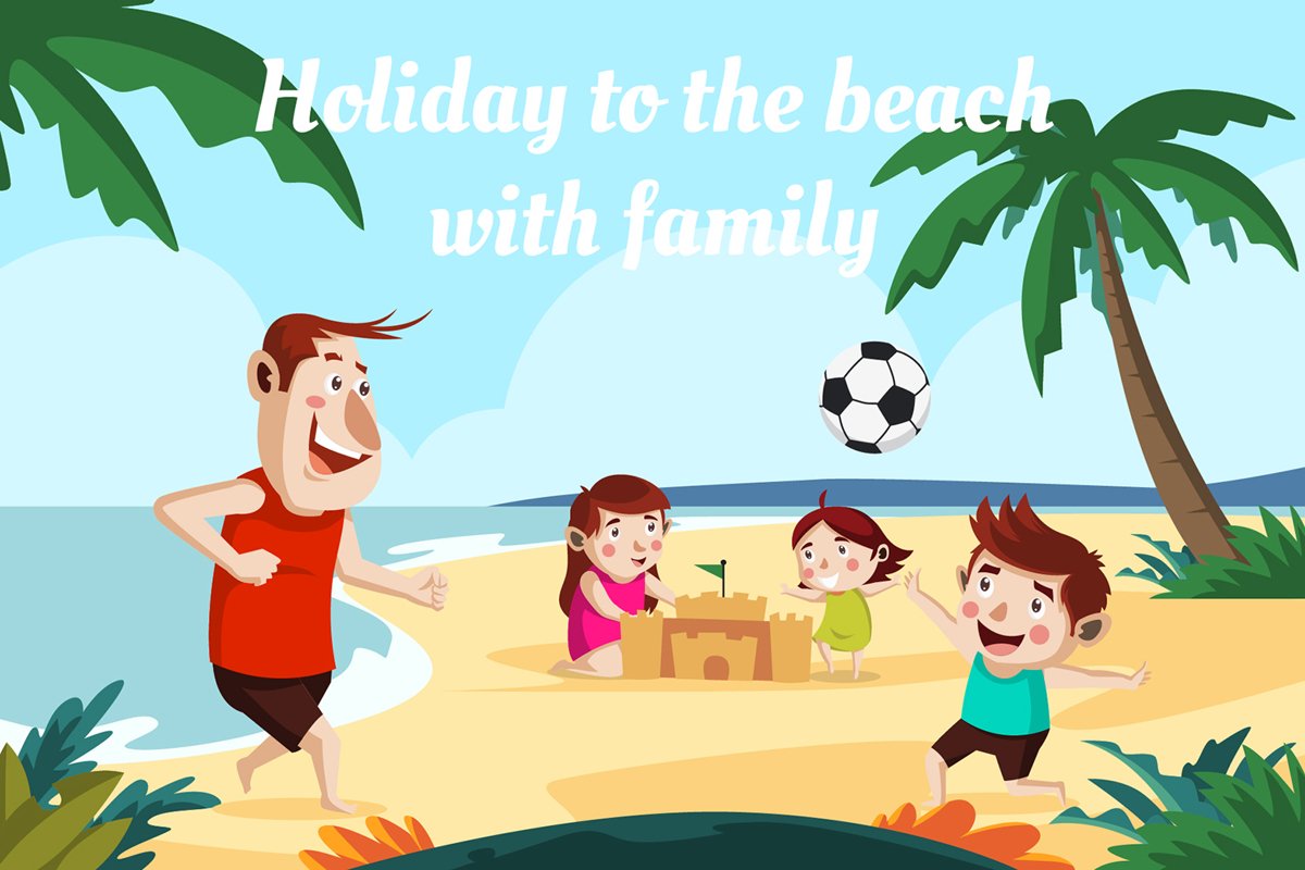 Holiday to the beach with family-vector illustration example image 1
