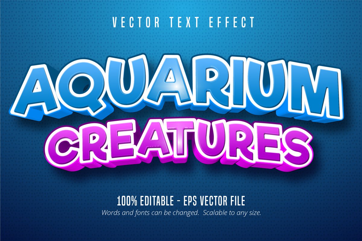 Aquarium creatures text, editable text effect example image 1