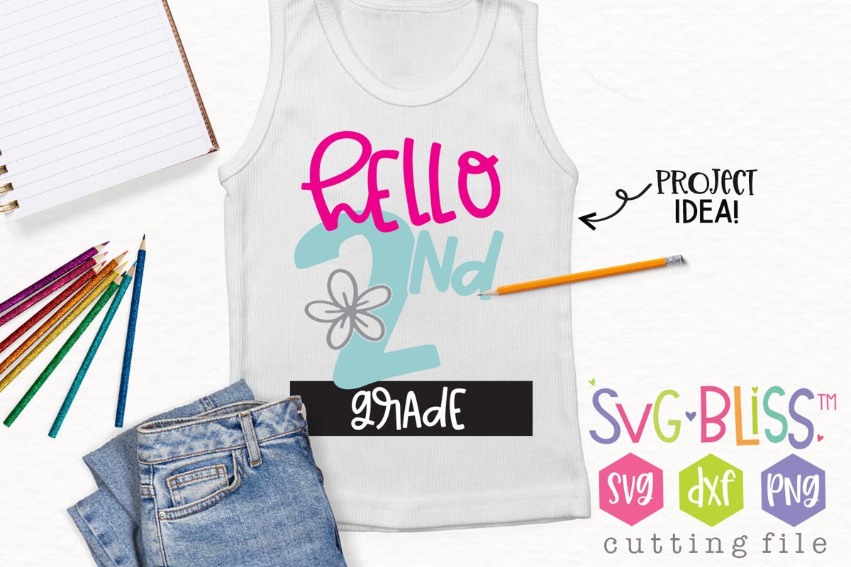 Hello 2nd Grade Back to School SVG Cut File example image 1