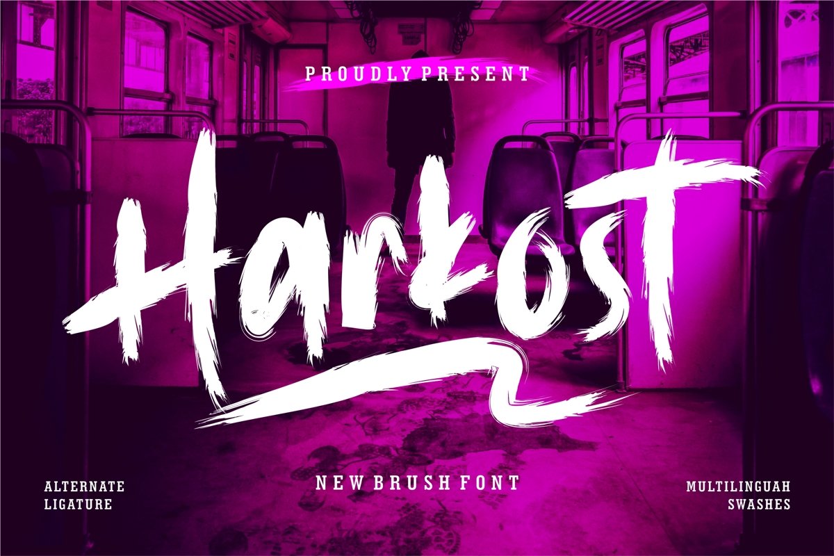 Harkost - New Brush Font example image 1
