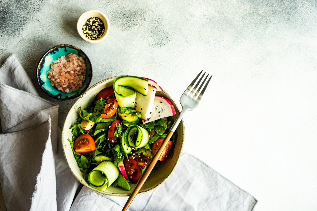 Healthy lifestyle food concept with mixed vegetable salad example image 1