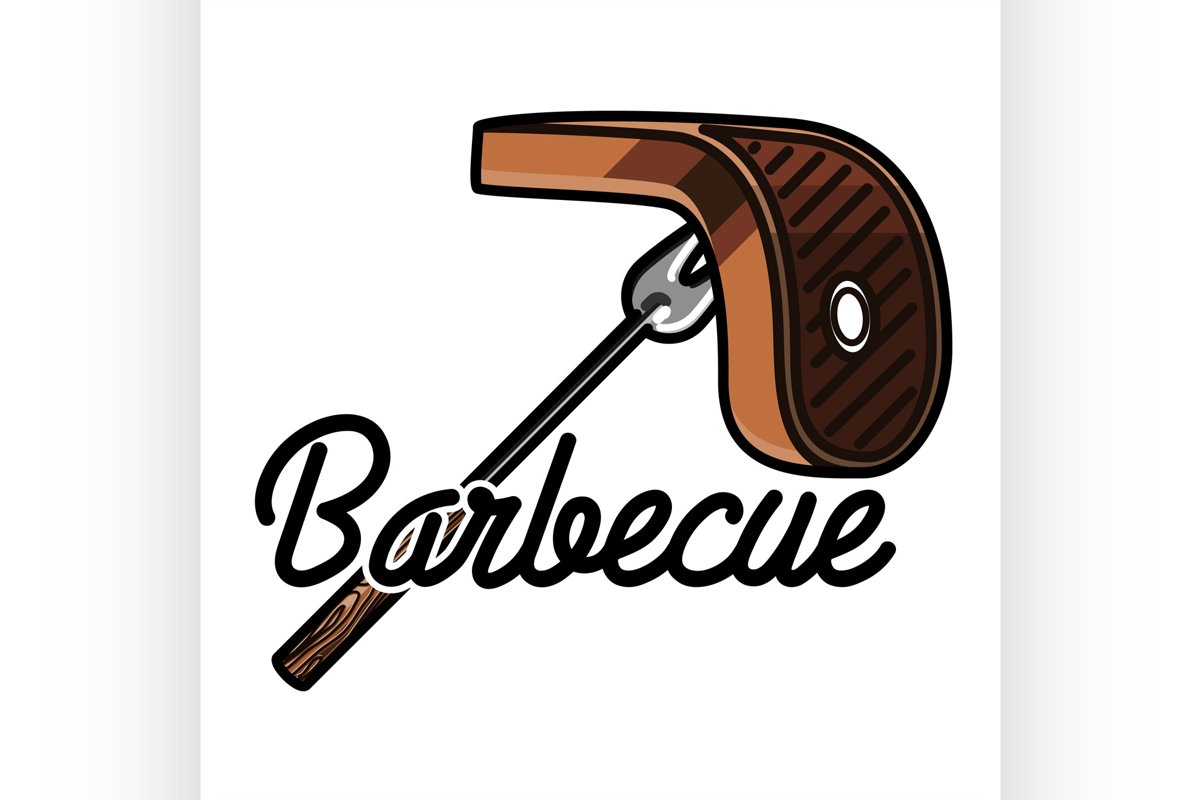 Color vintage barbecue emblem example image 1