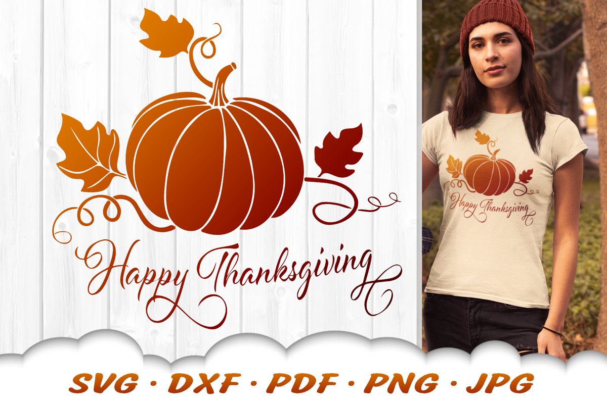 Happy Thanksgiving SVG Pumpkin SVG DXF Cut Files example image 1