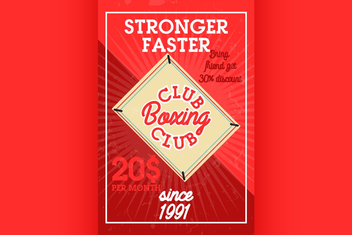 Color vintage boxing club banner example image 1