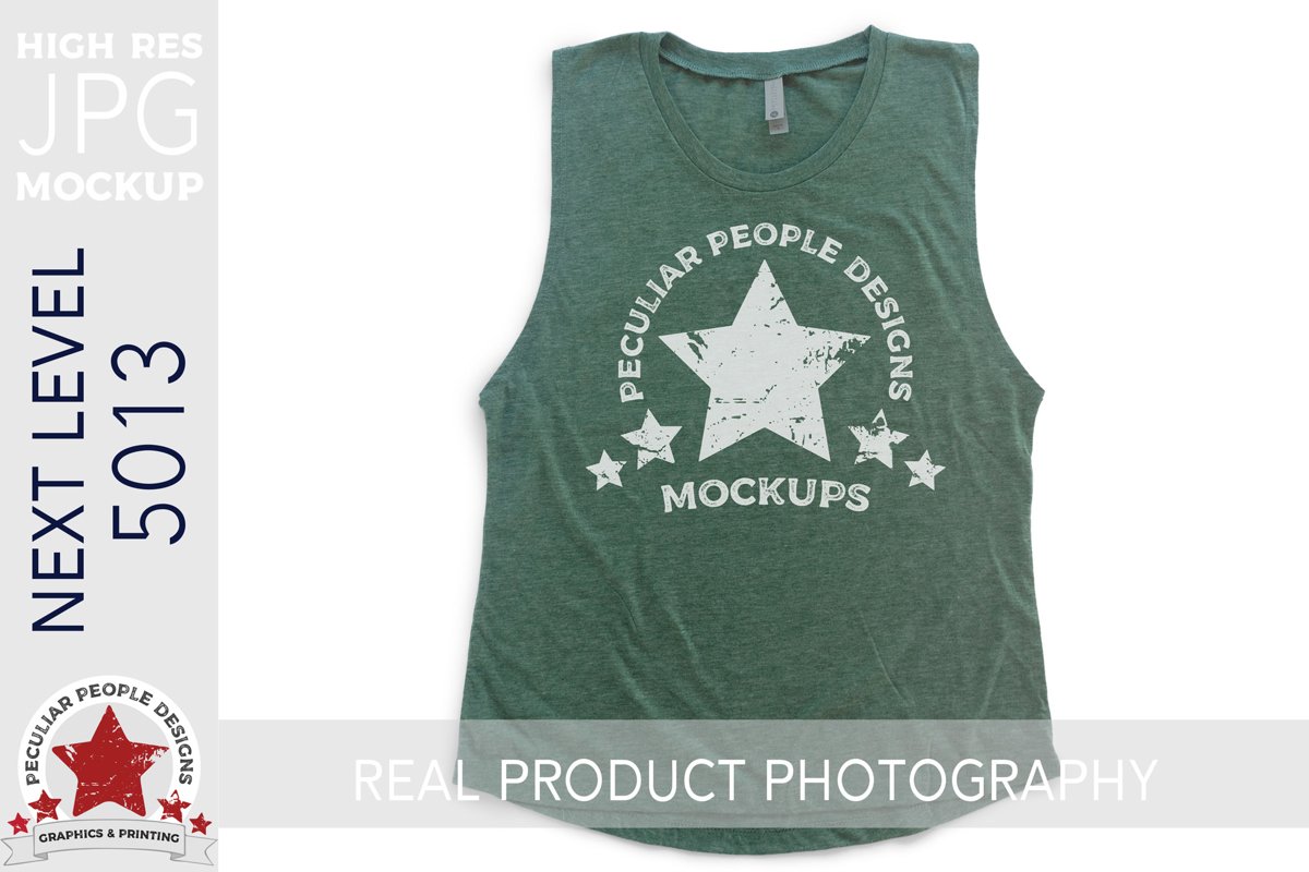 Muscle Tank Top Clothing Mockup Next Level 5013 Green example image 1