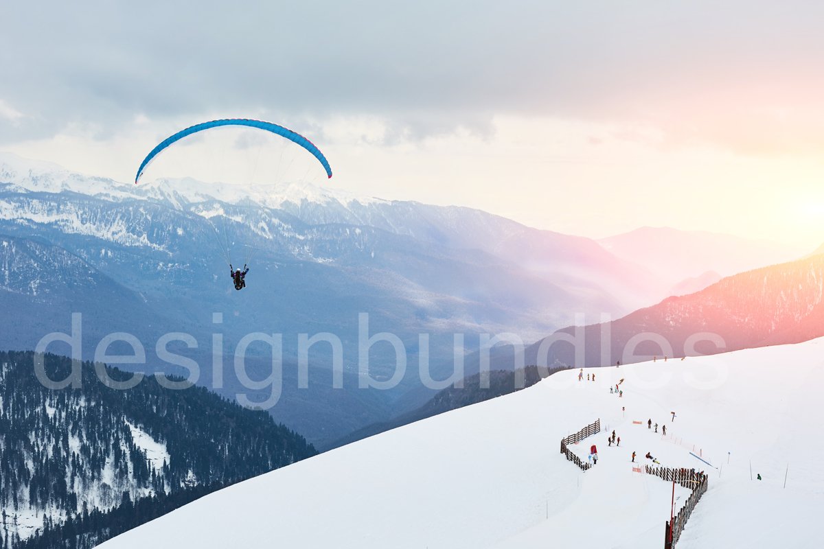 Winter landscape of a ski resort in Sochi, Krasnaya Polyana. example image 1