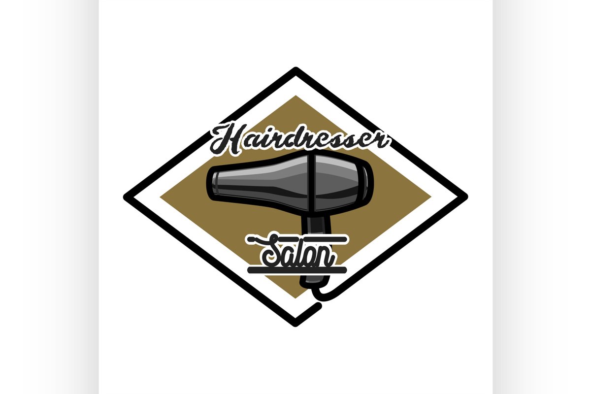 Color vintage hairdresser salon emblem example image 1