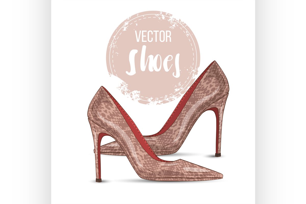 Fashion vector sketch womens shoes. example image 1