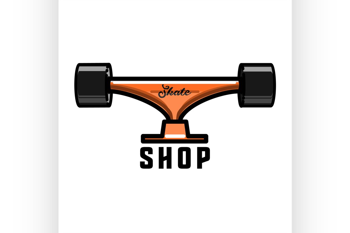 Color vintage skate shop emblem example image 1