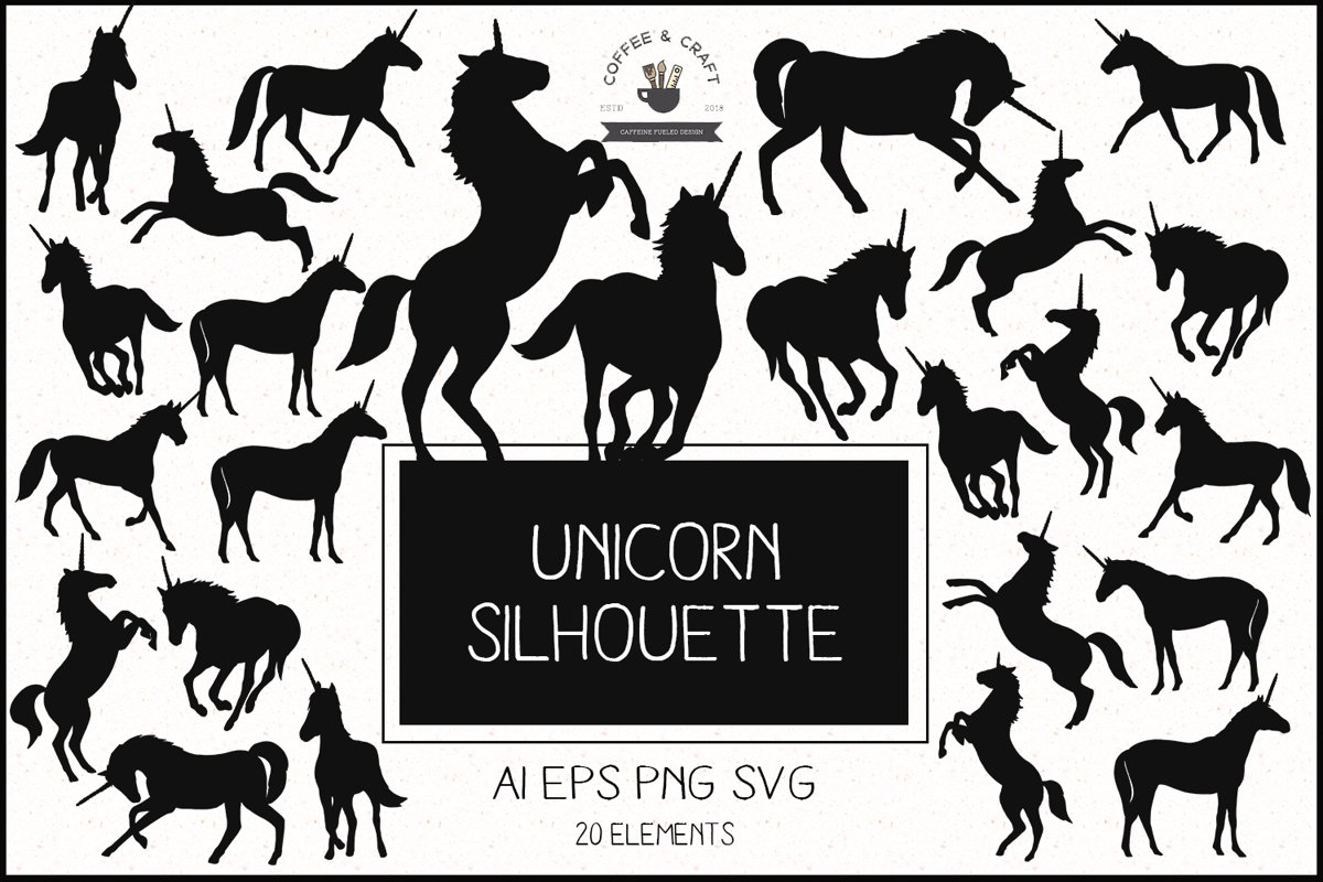 Unicorn Silhouette set example image 1