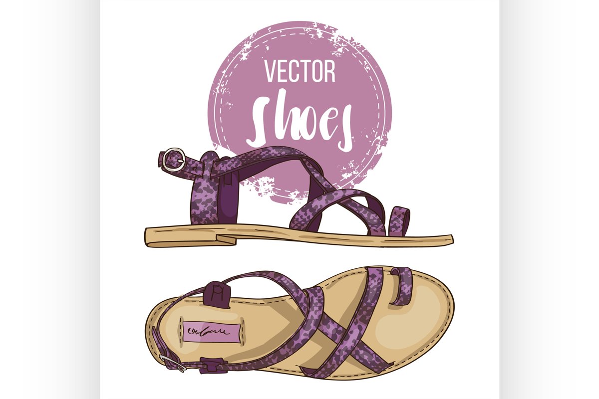 Fashion vector sketch womens shoes. example image 1