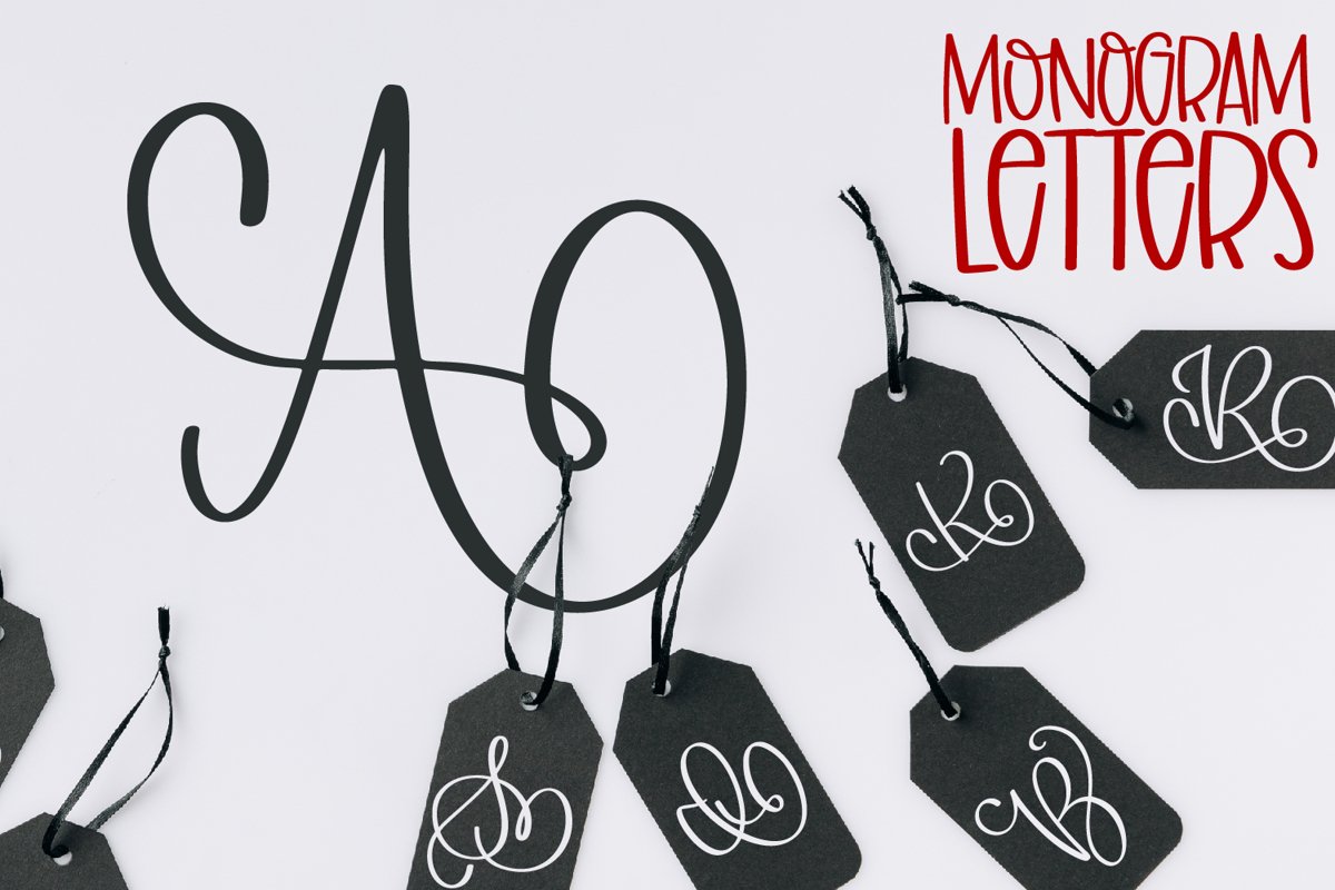 Monogram Letters Font - Swoosh-y Beautiful Hand Lettered example image 1