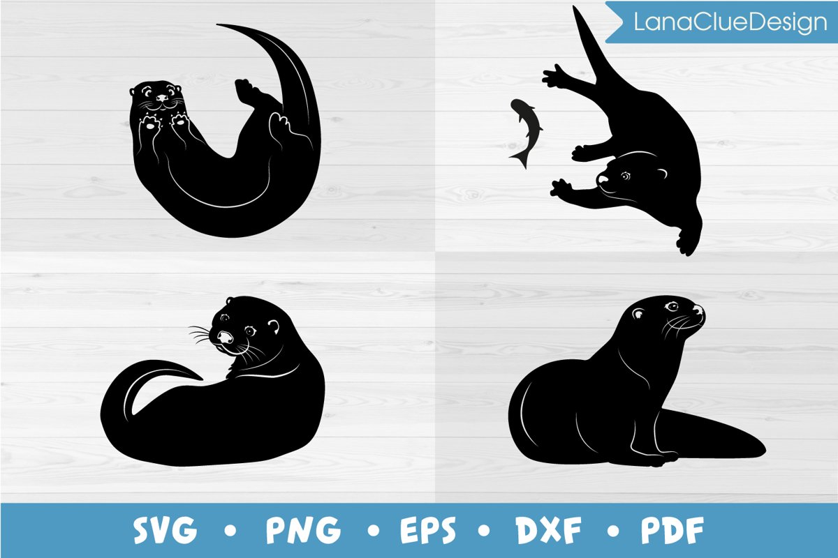 4 Otters SVG Bundle example image 1
