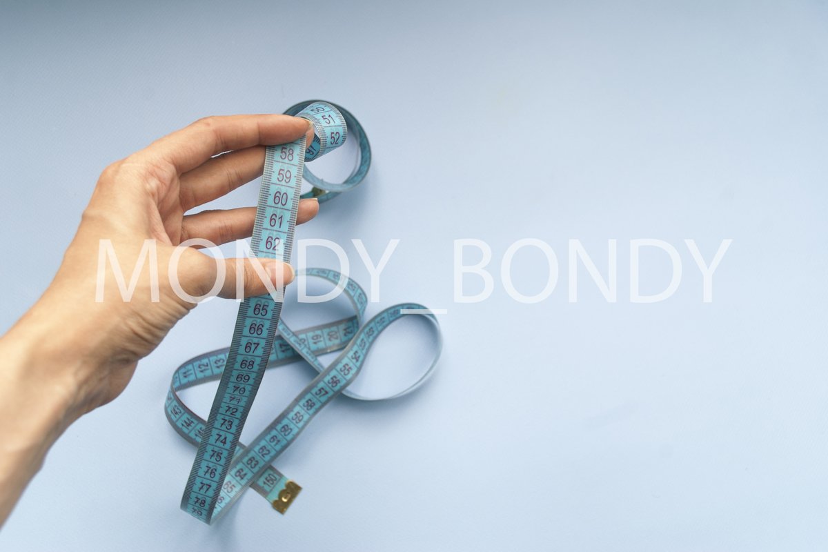 Blue centimeter for measuring body parameters. example image 1
