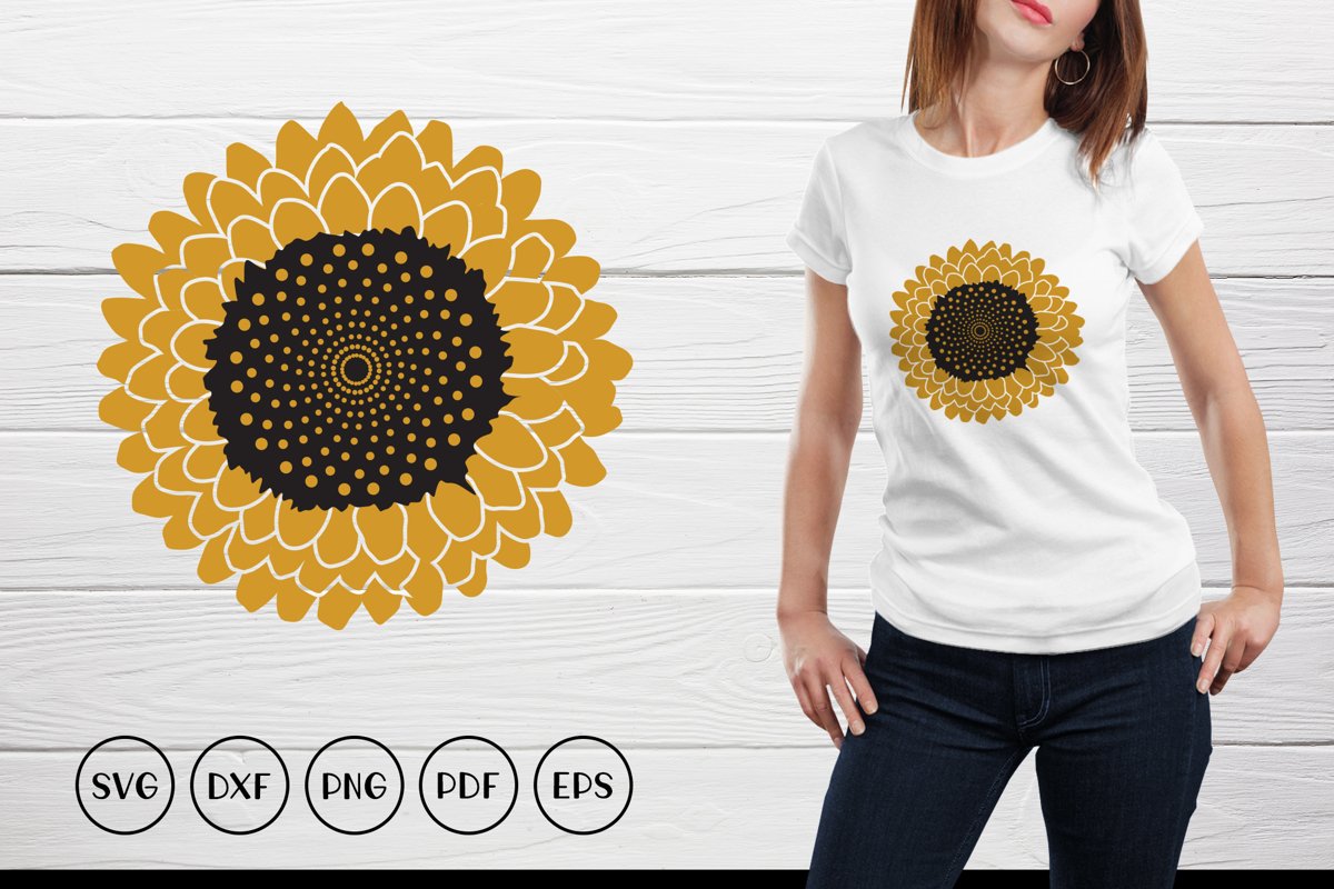 Sunflower SVG, Sunflower Clipart, Sunflower Monogram SVG example image 1