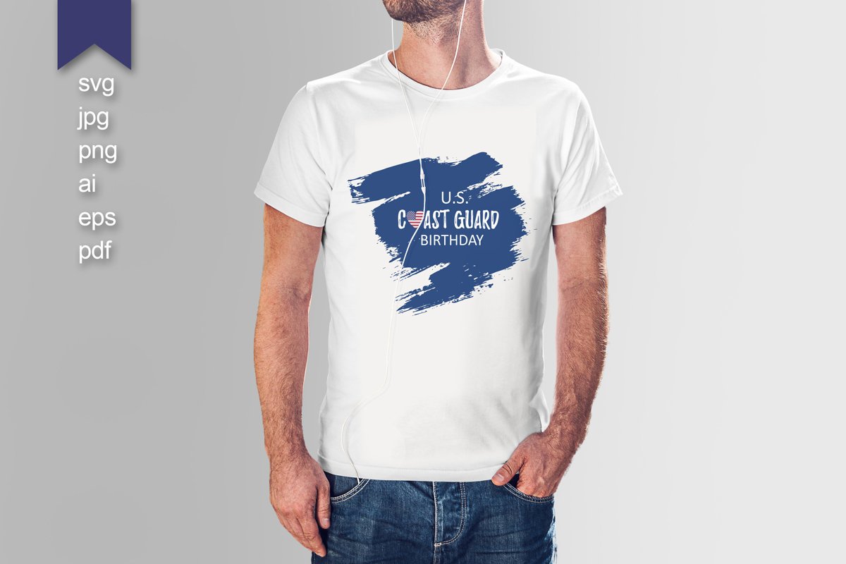 US Coast Guard Birthday svg, USA flag in heart vector example image 1