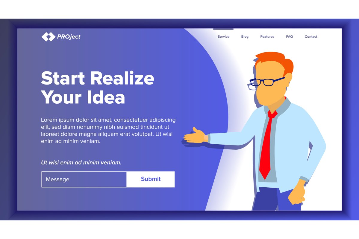 Landing Website Page Vector. Business Website. Web Page. example image 1