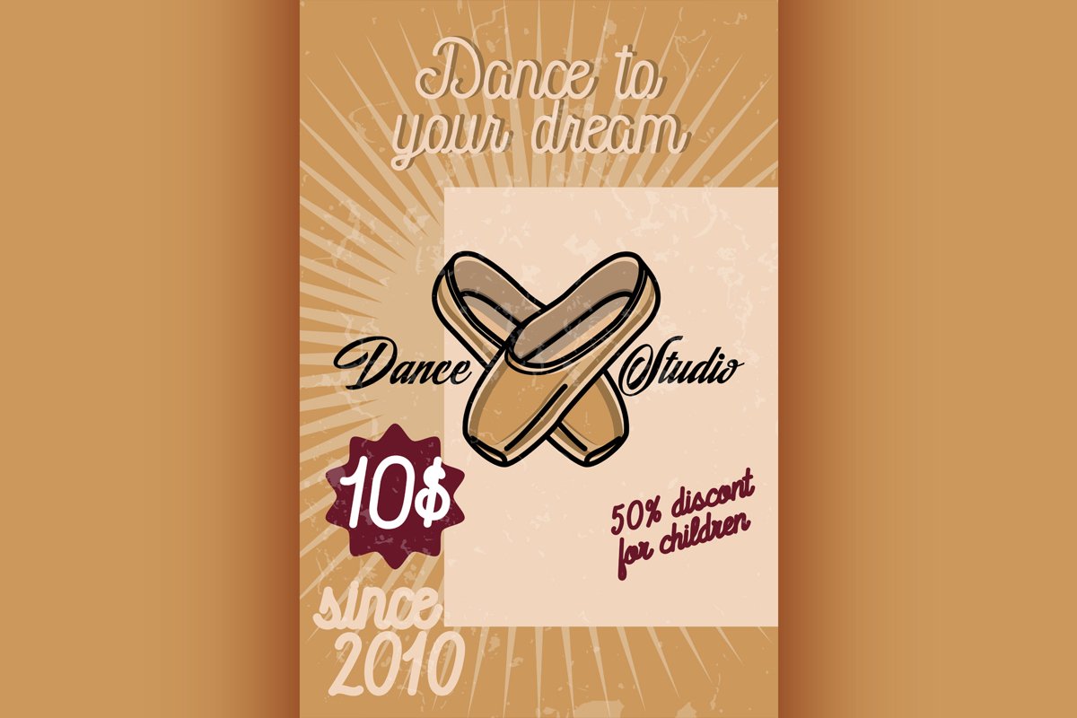 Color vintage dance studio banner example image 1