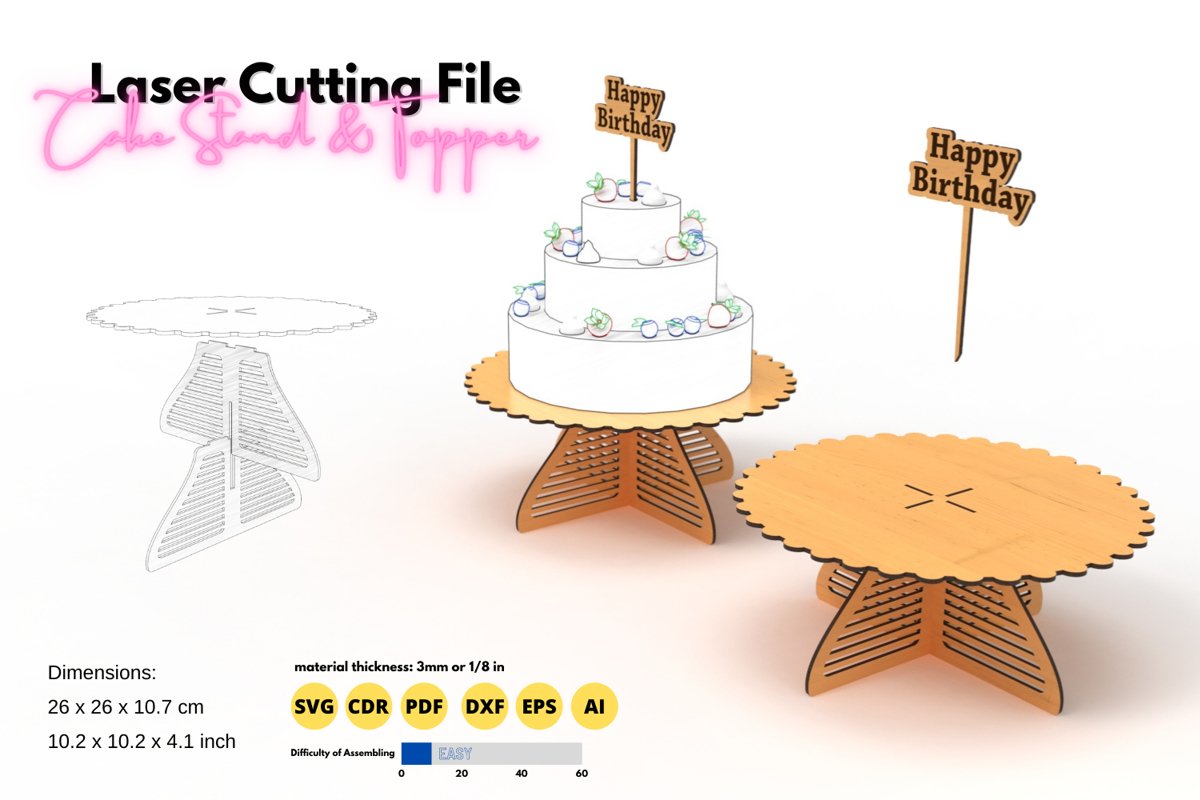 Cake Stand & Topper laser cutting file