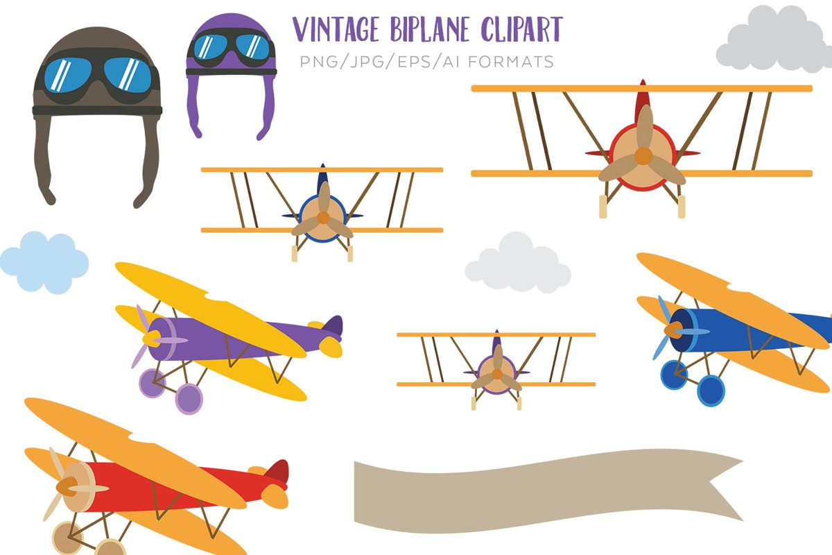 Vintage Biplane Vector Clipart example image 1