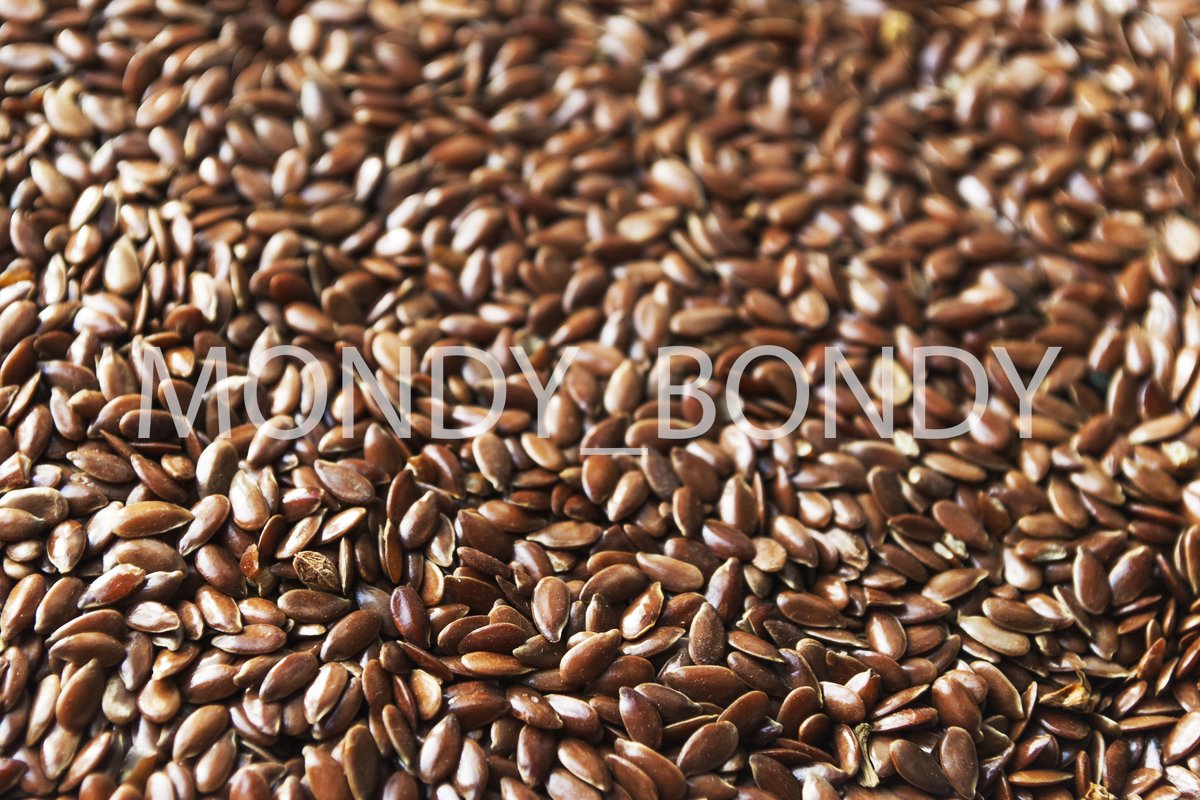 Flax seeds close up. Useful ingredient. Proper nutrition example image 1