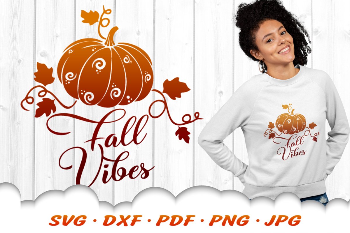 Fall Vibes Pumpkin SVG DXF Cut Files example image 1
