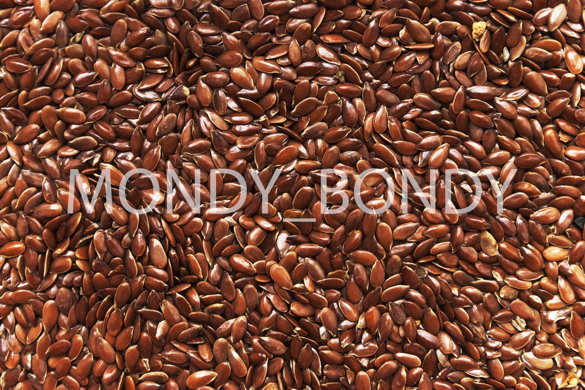 Flax seeds close up. Useful ingredient. Proper nutrition example image 1