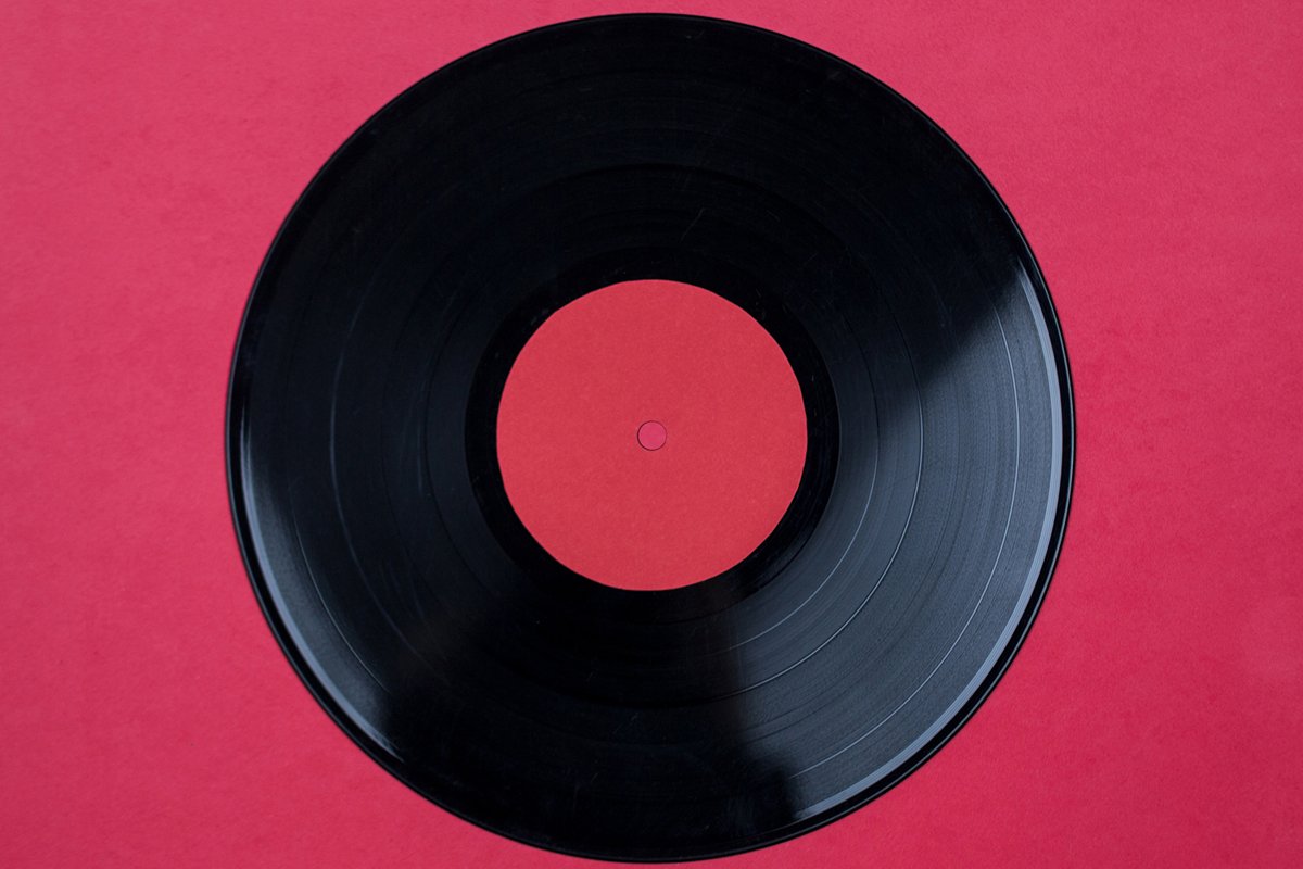 Closeup of Vinyl Long Play Record with Label with Copy Space example image 1
